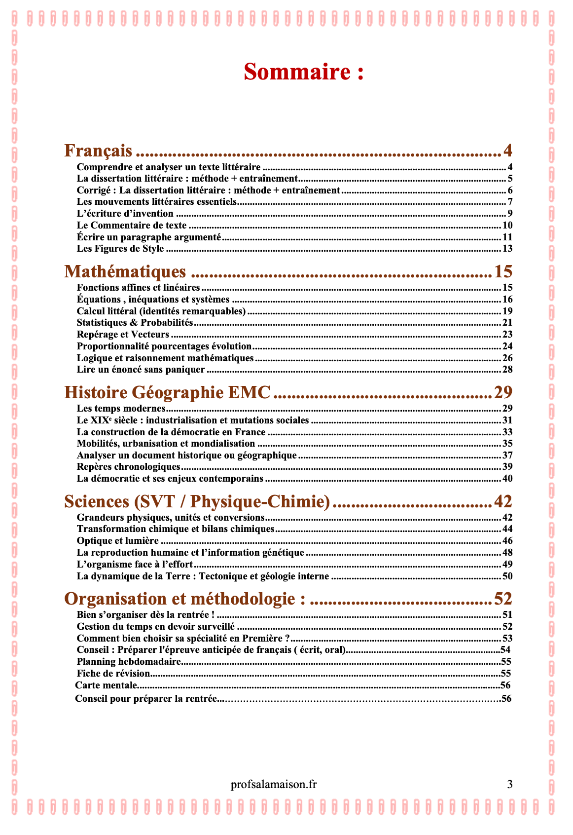 Pack rentrée 1ere