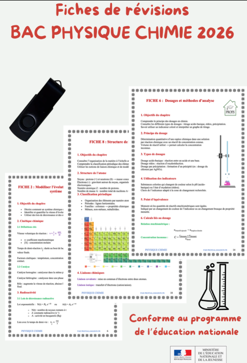Clé USB Fiches de Révision Bac Spécialité – Physique Chimie 2026