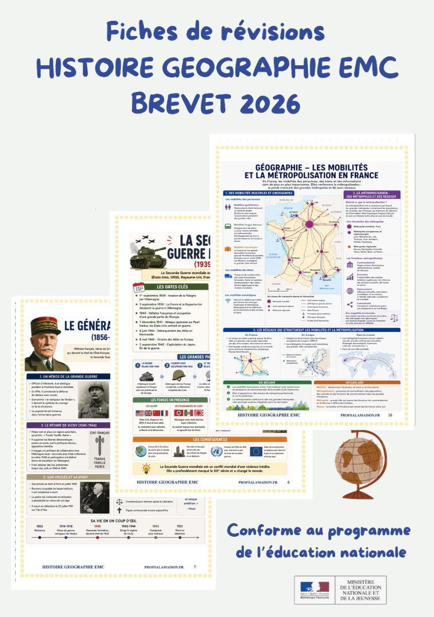 Clé USB Fiches de Révision Brevet Histoire géographie EMC 2026