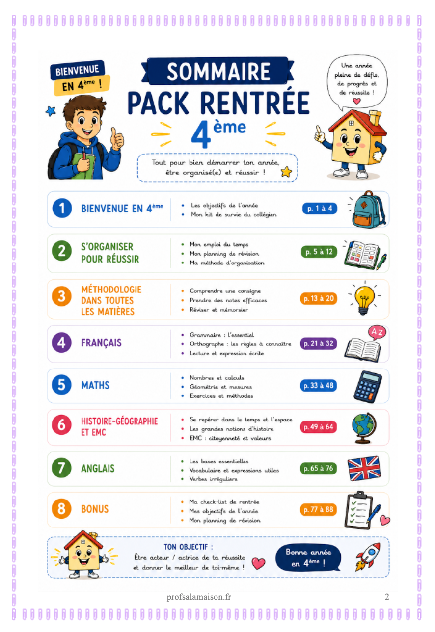 Pack rentrée 4 eme