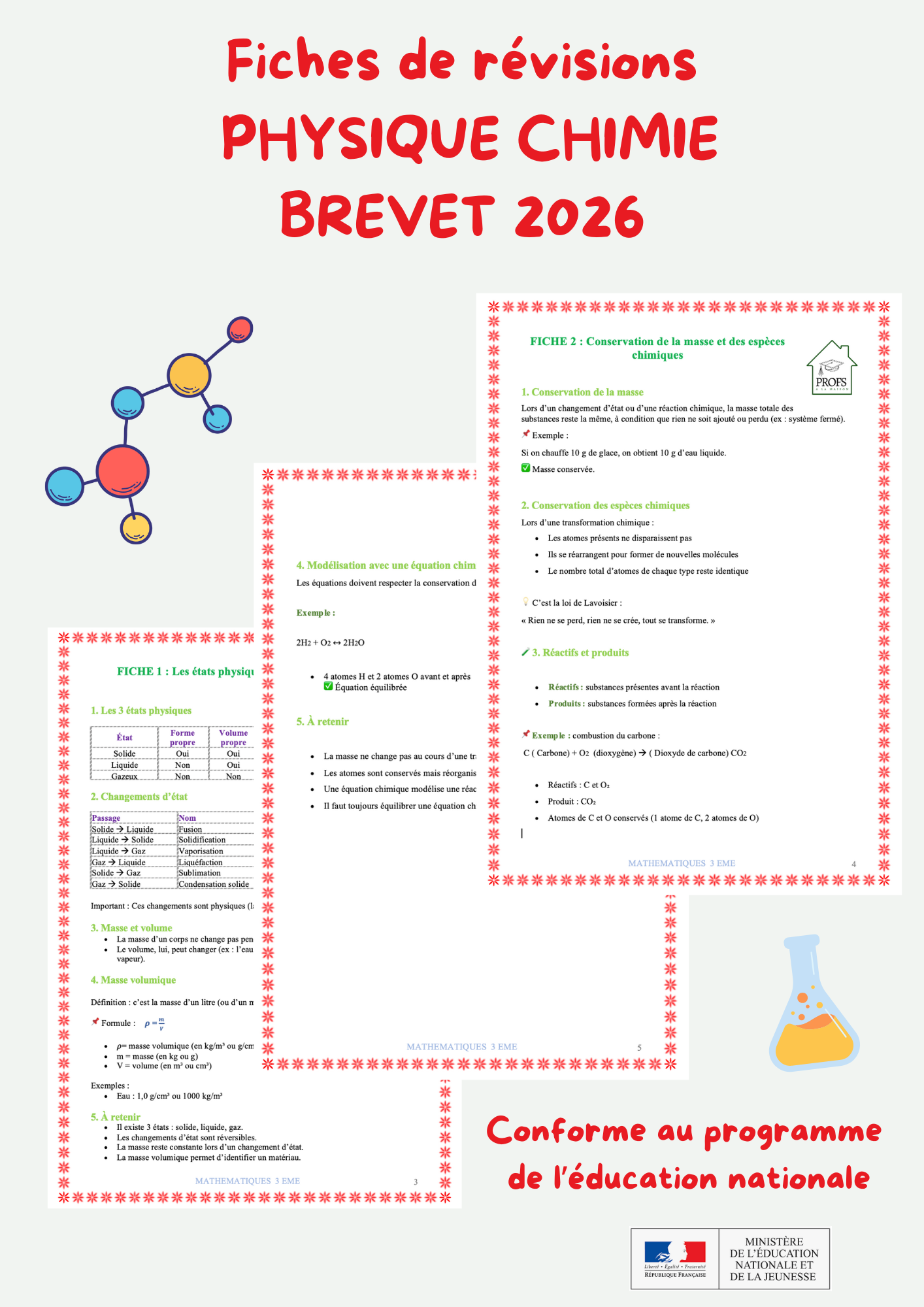 fiches de révisions Brevet physique chimie