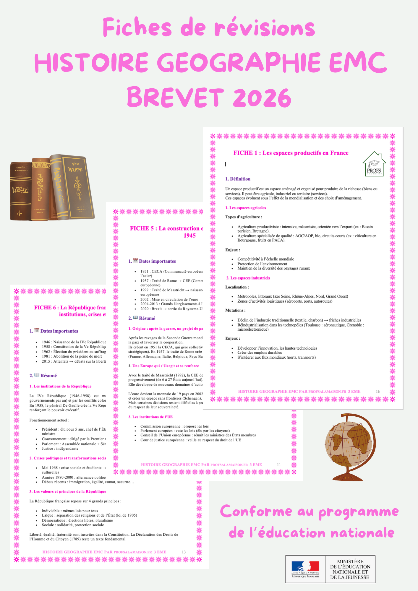Fiches de Révision Brevet 2026 – Histoire Géographie EMC (PDF à télécharger)