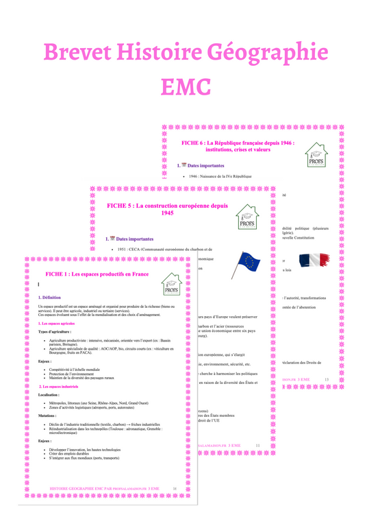 Révise ton brevet 2025 avec ces fiches de révision d’histoire géographie et emc
