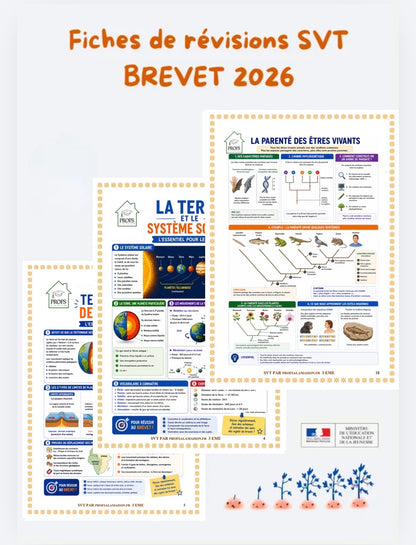 Fiches de Révision Brevet 2026 – SVT + Corrigé Brevet 2025 ( PDF à télécharger)