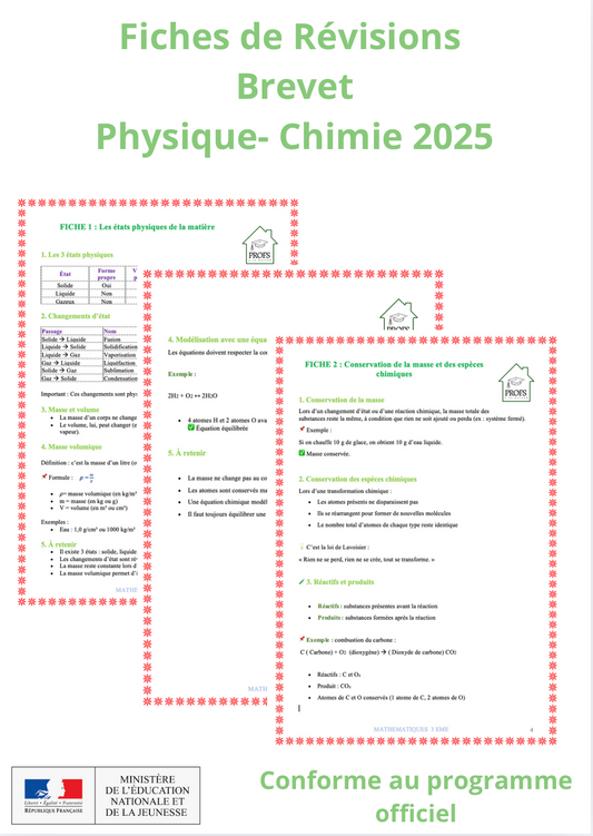 Comprehensive Fiches de Révision for Physique-Chimie, including essential fiche révision physique chimie concepts.