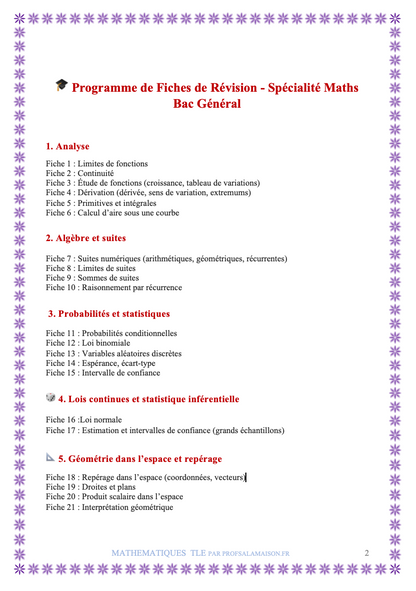 Fiches de Révision Bac – Maths 2025 (PDF à télécharger)