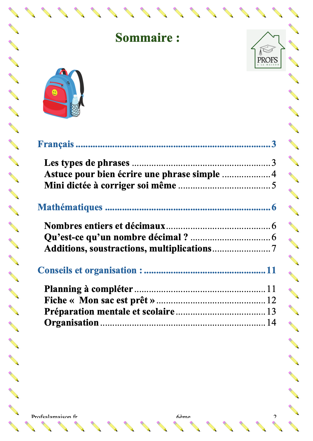 🏖️ Pack Vacances 6e – GRATUIT