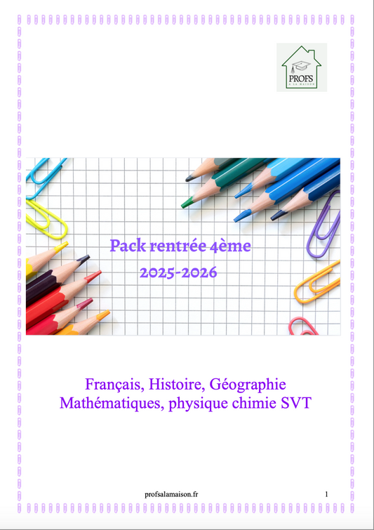 Pack rentrée 4 eme