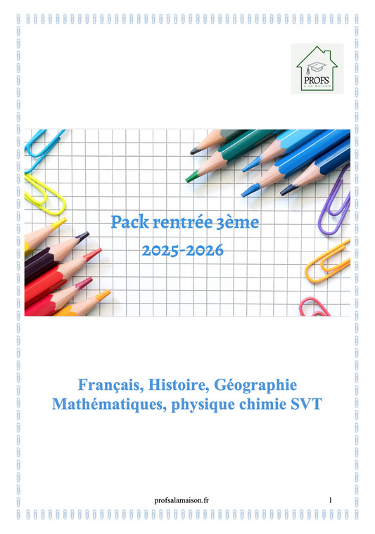 Pack rentrée 3 eme