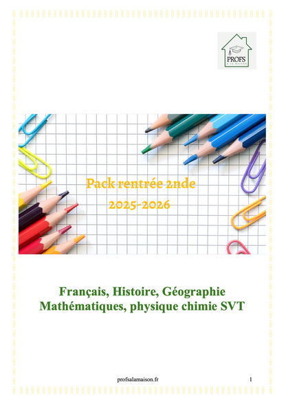 Pack rentrée 2nde