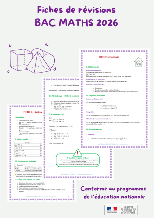 Fiches de Révision Bac – Maths 2026