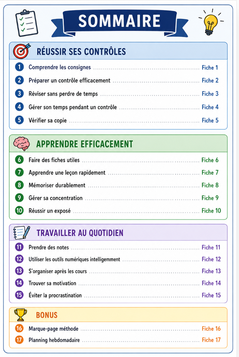 Pack Méthodologie Seconde – 15 fiches pour réussir au lycée ( PDF à télécharger)