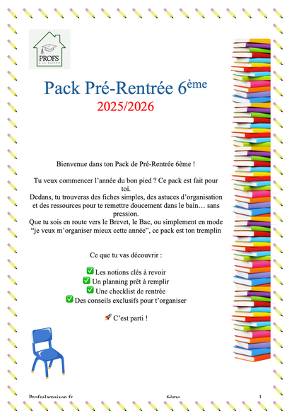🏖️ Pack Vacances 6e – GRATUIT