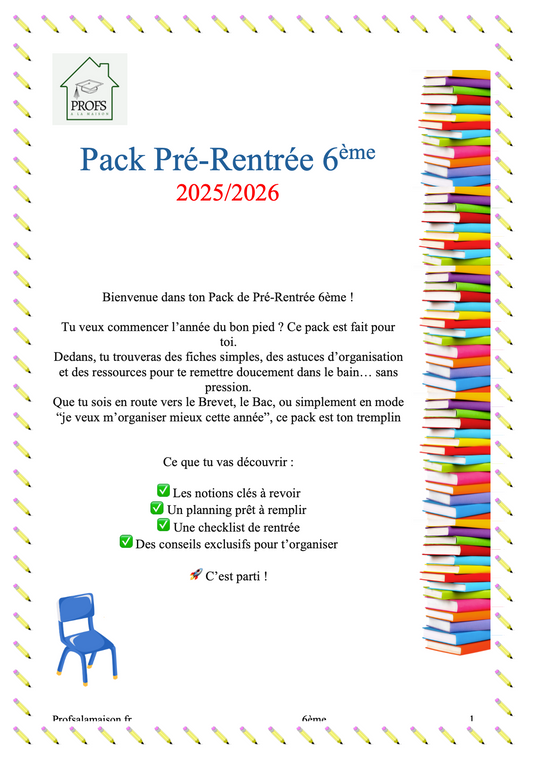 🏖️ Pack Vacances 6e – GRATUIT