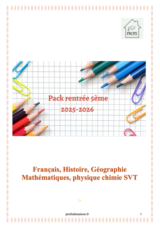 Pack rentrée 5 eme