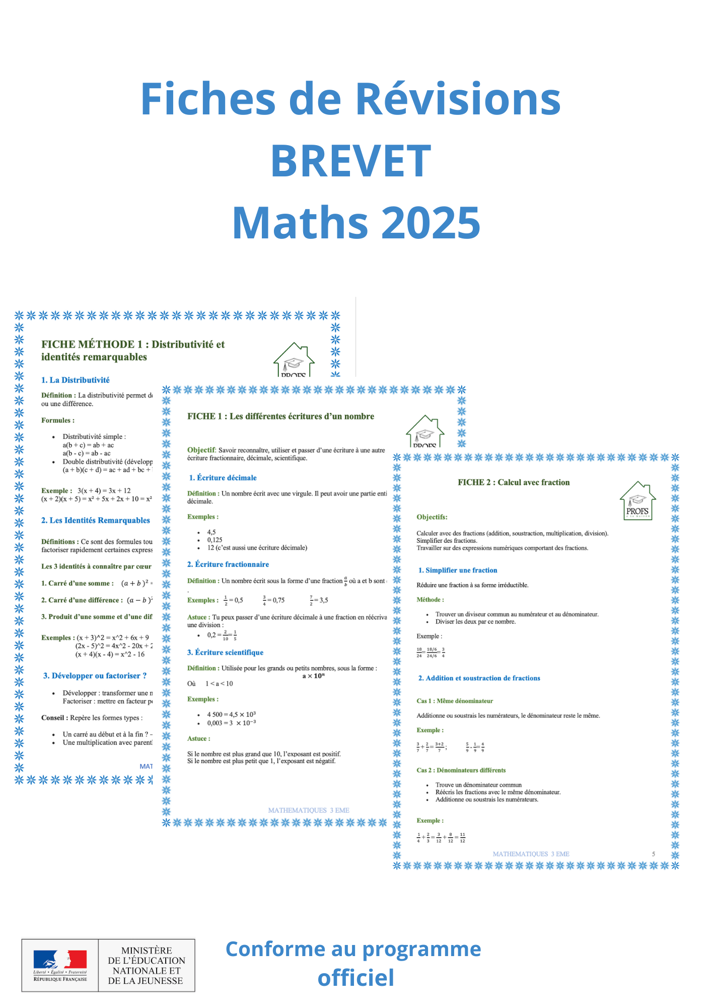 Fiches de révision Maths pour le brevet, fiche révision mathématique efficace et organisée.