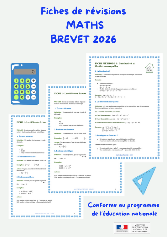 Fiches de révision brevet maths