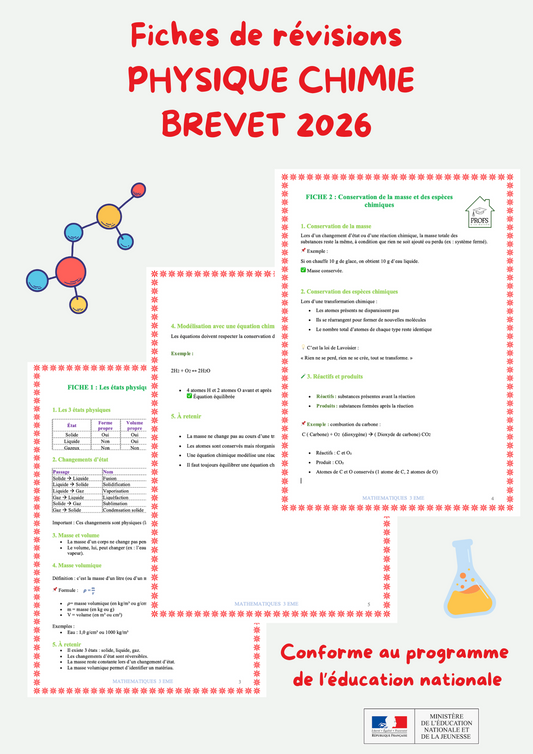 fiches de révisions Brevet physique chimie